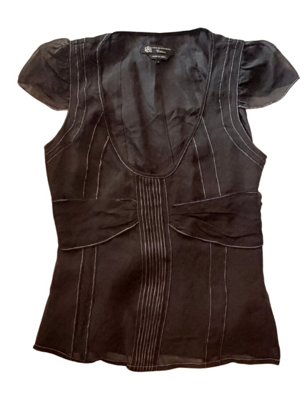 Vintage Rock & Republic 100% Silk Chiffon Cap Sleeve Blouse – Size 6